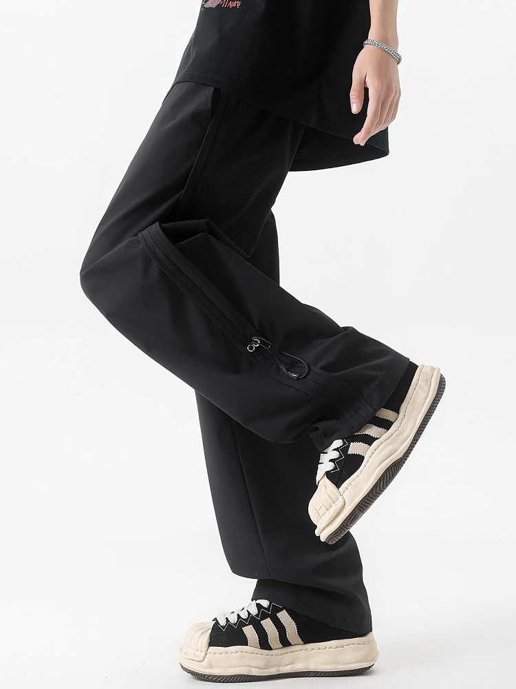 

Loose Straight Leg Casual Trousers Men's Spring Summer Seasonal Faionable Youth Active Sle Elastic Waist Long Pants