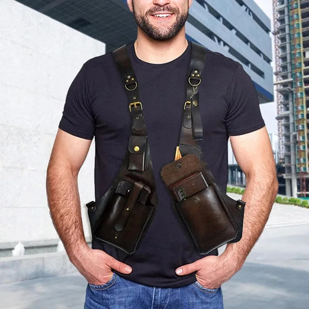 Men Crossbody Underarm Bag Outdoor Portable Phone Storage Bag Halloween Cosplay Props Male Fashion Dress Up Accessory Set