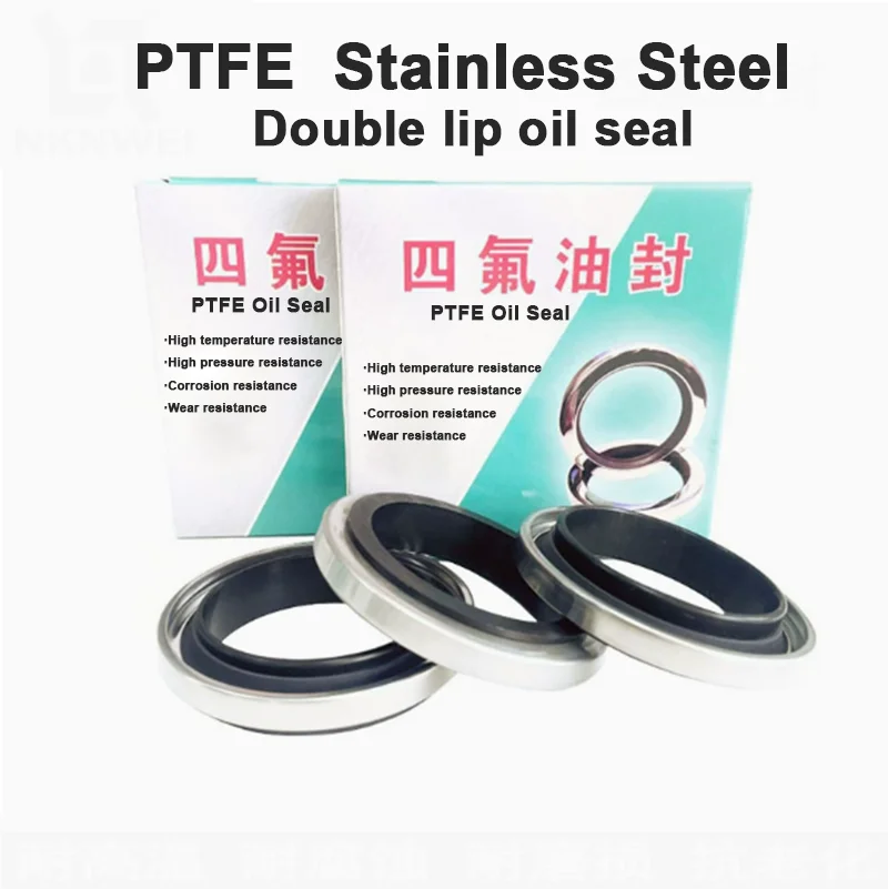 1Pcs Stainless Steel Oil Seal 17/22/25/28/30/32/35/36/37/38/40/50/55/58/60/65 PTFE High-speed Air Compressor Hot Oil Pump Seal