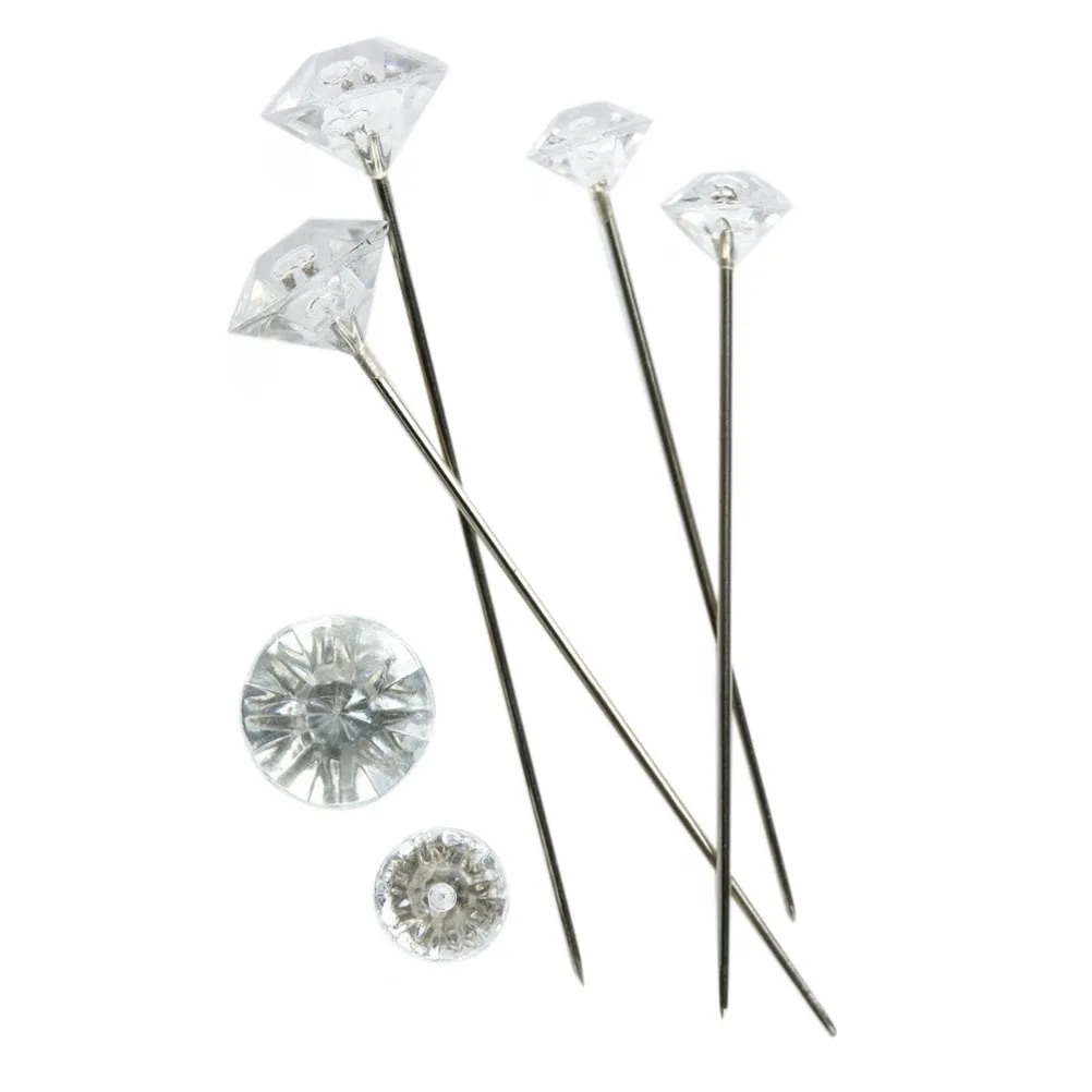 

100pcs Diamante 6Mm Wedding Buttonhole Pins Silver Transparent Plastic Alloy 3.8X0.6Cm Bridal Focal Points For