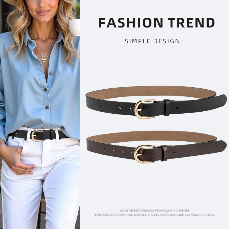 

Fashionable genuine leather belt for women, alloy buckle versatile pants decorative belt