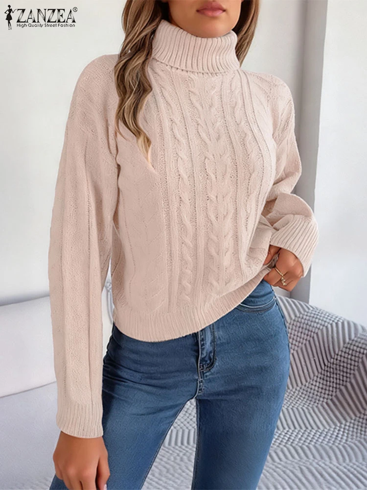 سترة خريف نسائية من ZANZEA لعام 2025 ذات ياقة مدورة وقصة ضيقة سترات شتوية أنيقة محبوكة بأكمام طويلة سترات ملابس خروج