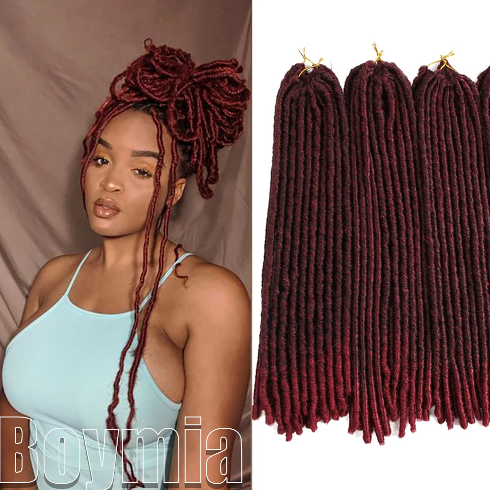 Straight Faux Locs Crochet Hair Braiding Dreadlocks Extension Pre-Looped Blonded Synthetic Braids for Afro Women BOYMIA