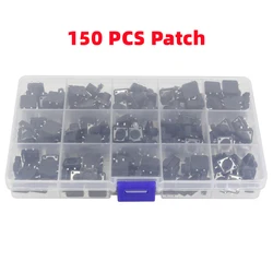 150 PCS 15 Models 12*12 Tact Switch Tactile Push Button Switch Kit Height: 4.3 5~13MM DIP 4P Micro Switch 12x12 Key Switch