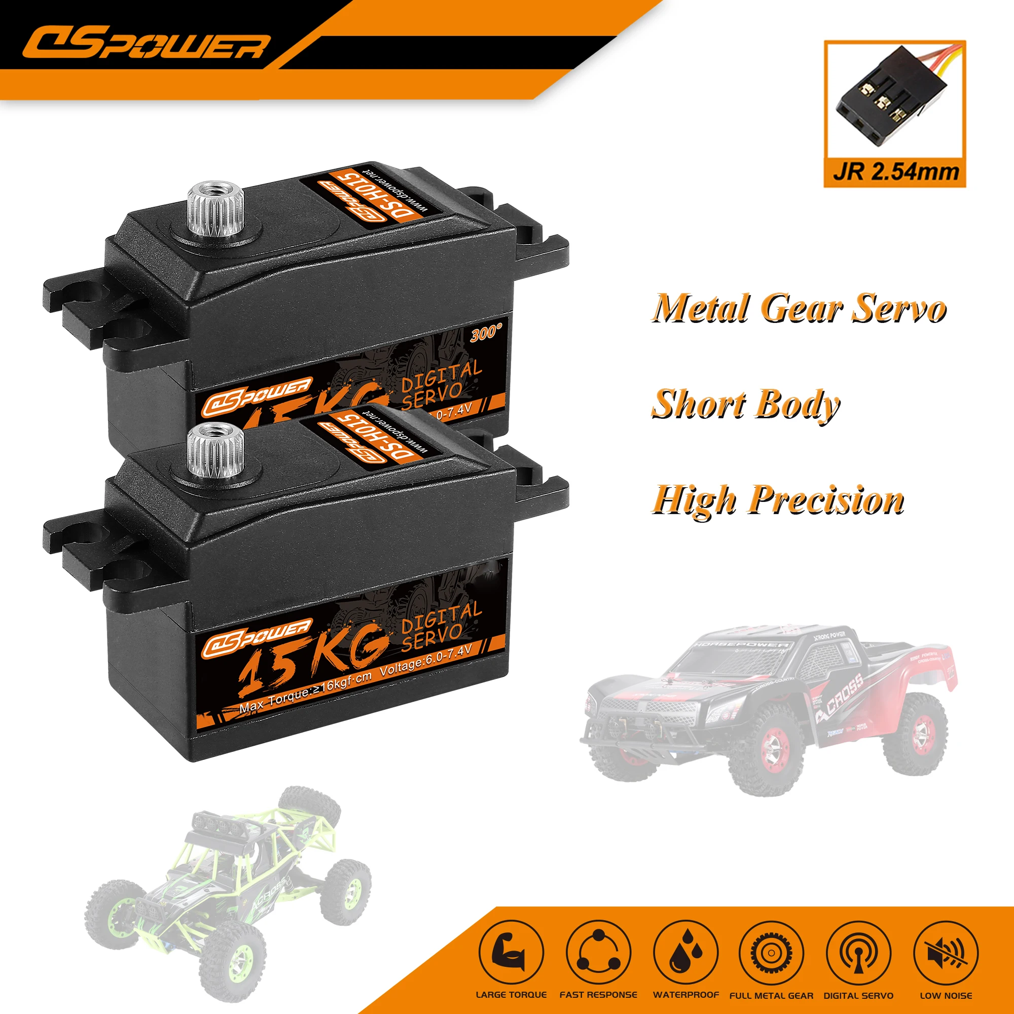 

DSpower 15KG Micro Metal Gear Servo Low Profile Digital Servos for 1:10 RC Car Drift Crawler Racing Car Drone Plane Robot Wltoys