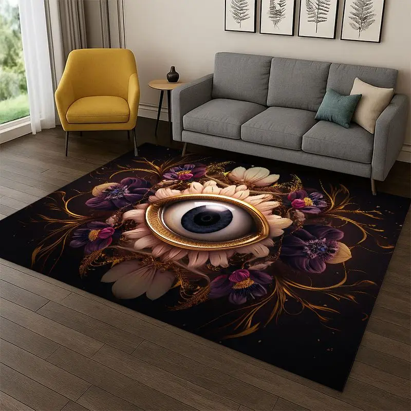 Freemasonry Eye of Providence Evil Eye Nazar Eye of Horus Carpet Rug for Bedroom Living Room Sofa Doormat Home Decor Non-slip