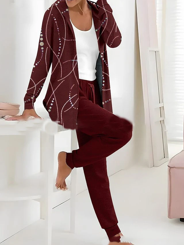 

Zipper Hooded Sweatshirt Women's Autumn New Long Sleeved Fashionable Two-Piece Set Color Blocked Casual Sports Suit