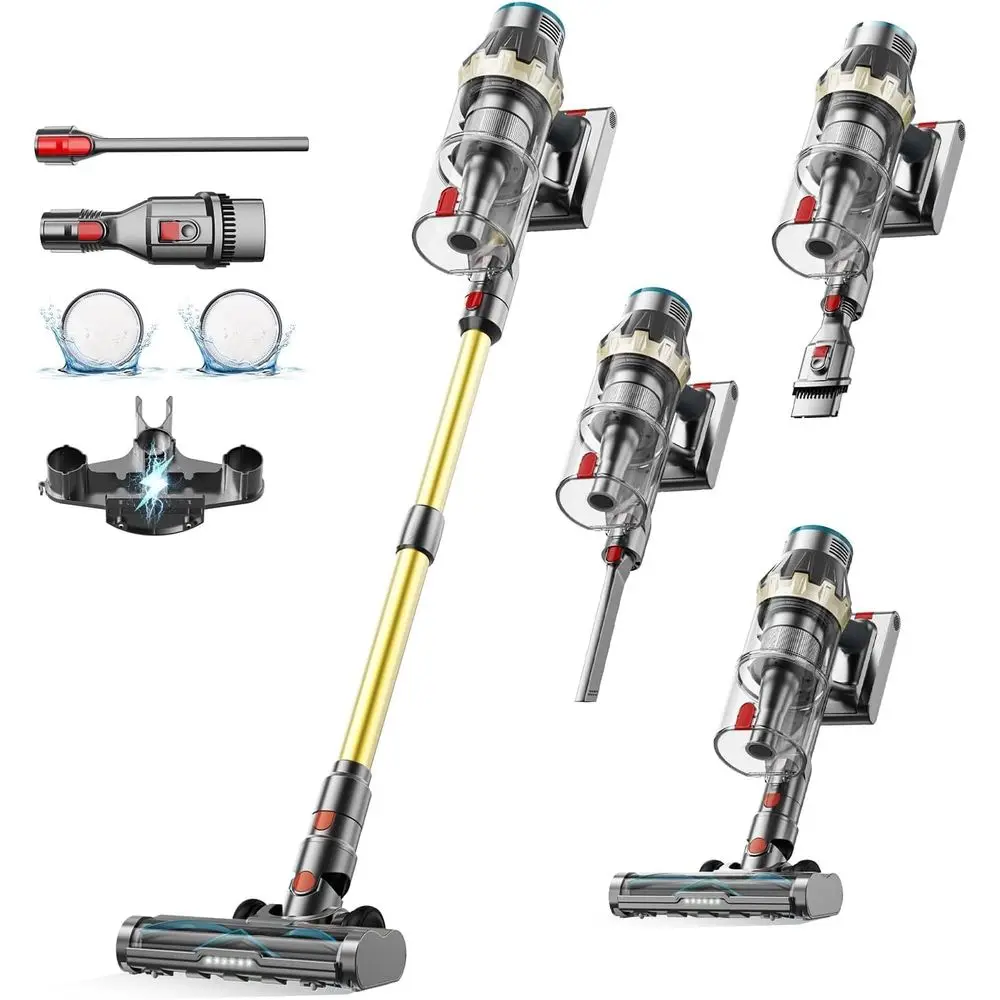 

600W 50KPA 70Mins Lightweight Stick Vacuum with LED Touch Sn, Lightweight Self-Standing Vacuum Cleaners for Home Pet Hair, Carpe