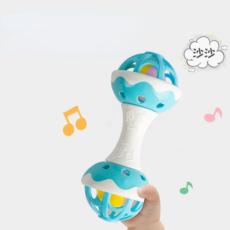 Newborn soft rubber rattle hand grasping ball early education soothing toy baby can chew teether grasping exercise rattle toy