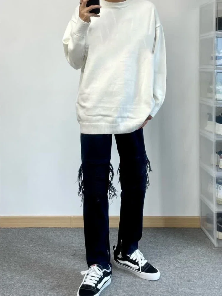 

With Pockets Jeans for Men Soft Cheap Korean Fashion Xs Trousers Grunge Y2k Aesthetic Japanese Street Style Man Cowboy Pants