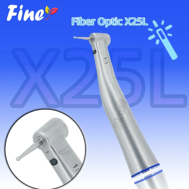 Finer Dental Winkelstück X25L mit Innenwasserspray, Blauer Ring, 1:1 Niedrigdrehzahl, für Zahnmedizin