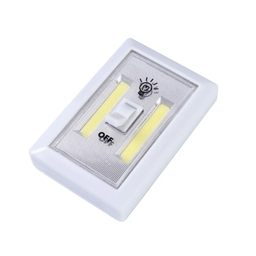 

Cob LED Wall Switch Light White Battery Operated Cordless Emergency Night Light 11x7.5x3cm Magnetic Adhesive Tape