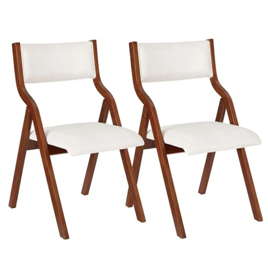 

Kitchen Folding Chairs with Padded Seats Foldable chairs Set of 2 18" Seat Height Cream White