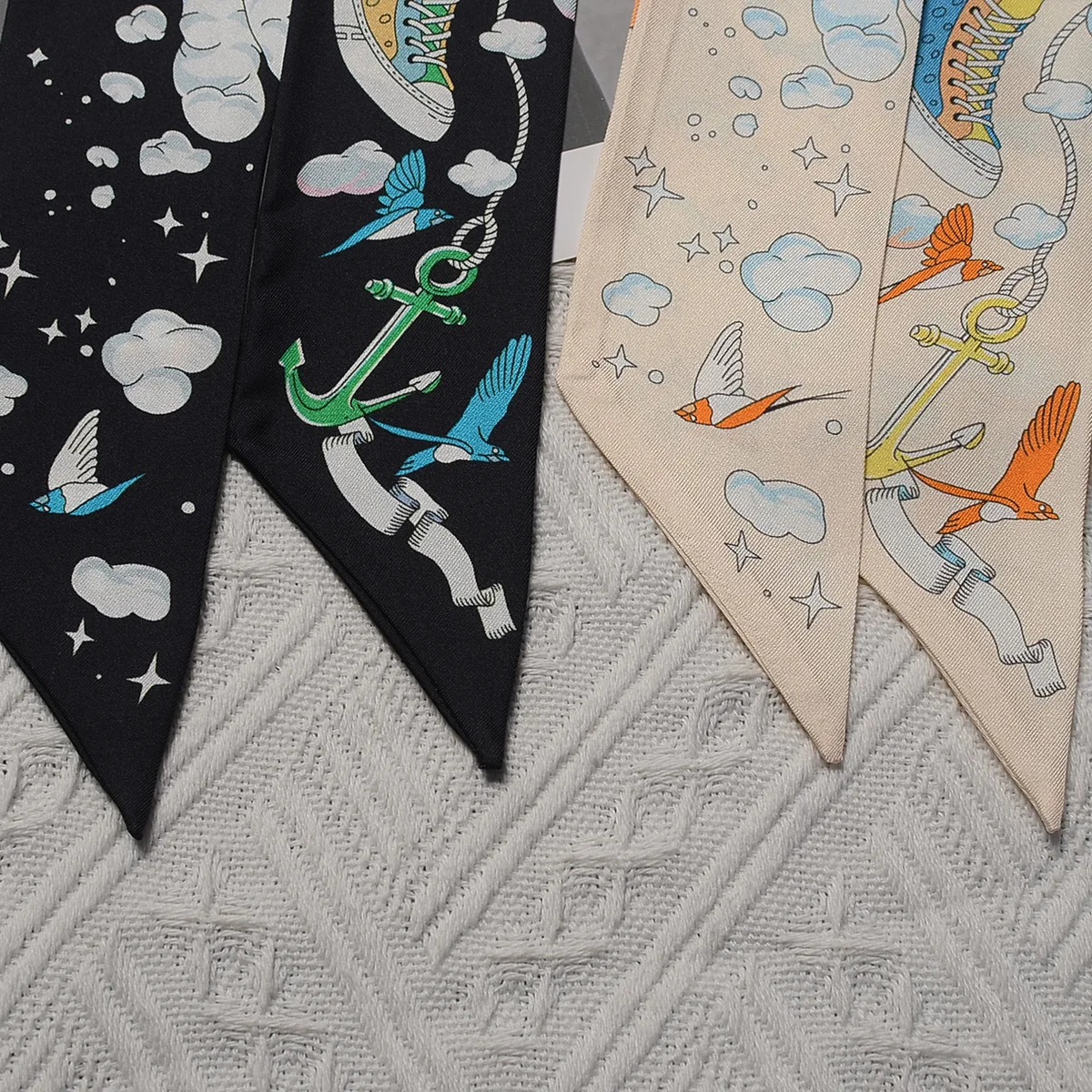 Korean Version of Small Fresh Internet Celebrity Women Tied Bag Ribbon Headband Versatile Decorative Streamer Twill Small Scarf