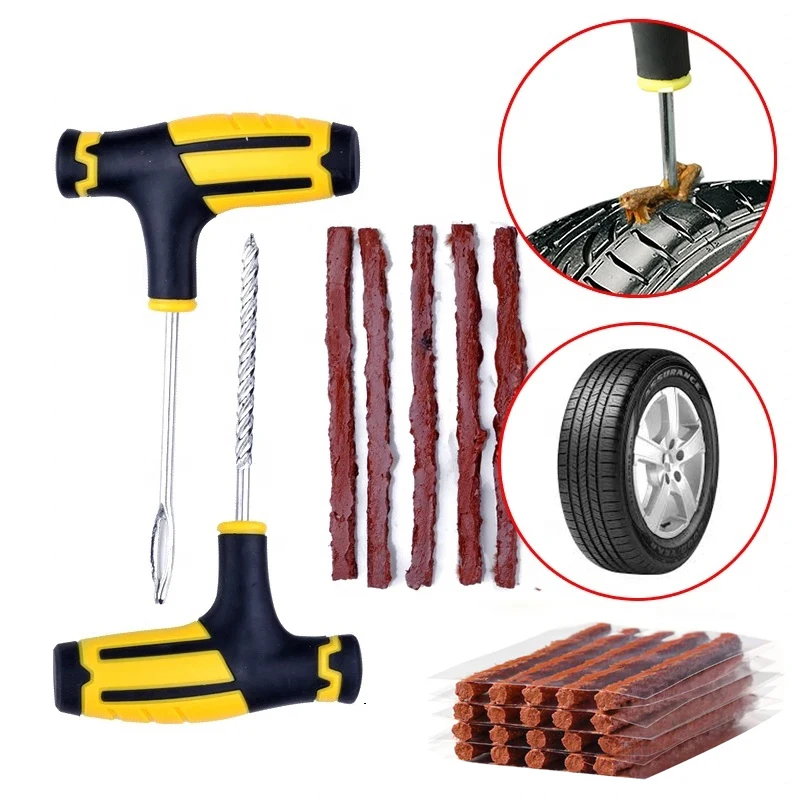 

Car Tire Repair Kit Tools with Rubber Strips Tubeless Tyre Puncture Studding Plug Set for Truck Motorcycle Car Accessories