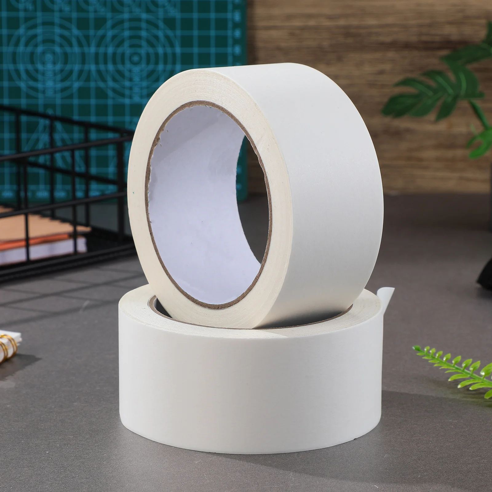 White Packing Tape 2 Rolls Heavy Duty Kraft Paper Tape for Shipping Self Adhesive Sealing Tape Writable Mailing Tape for Boxes