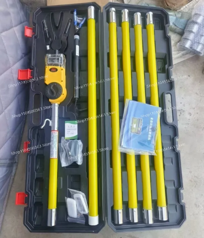 

High Altitude Automatic Cable Tying Machine, Remote Control Optical Fiber Binding Tool with Insulated Pole 12V 0-60mm