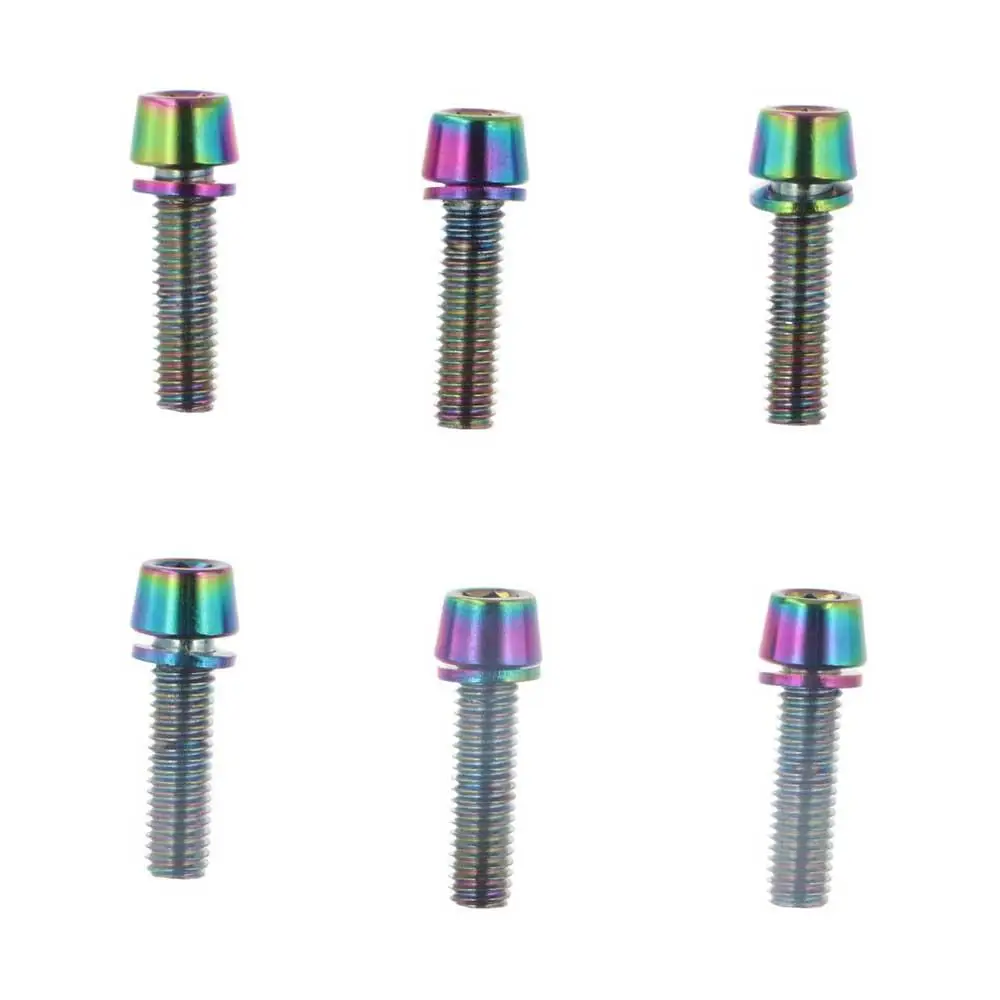 6PCS M5*18mm Bike Stem Bolts Titanium-plated Stainless Steel Bicycle Riser Screws Tight Threads Corrosion Resistance