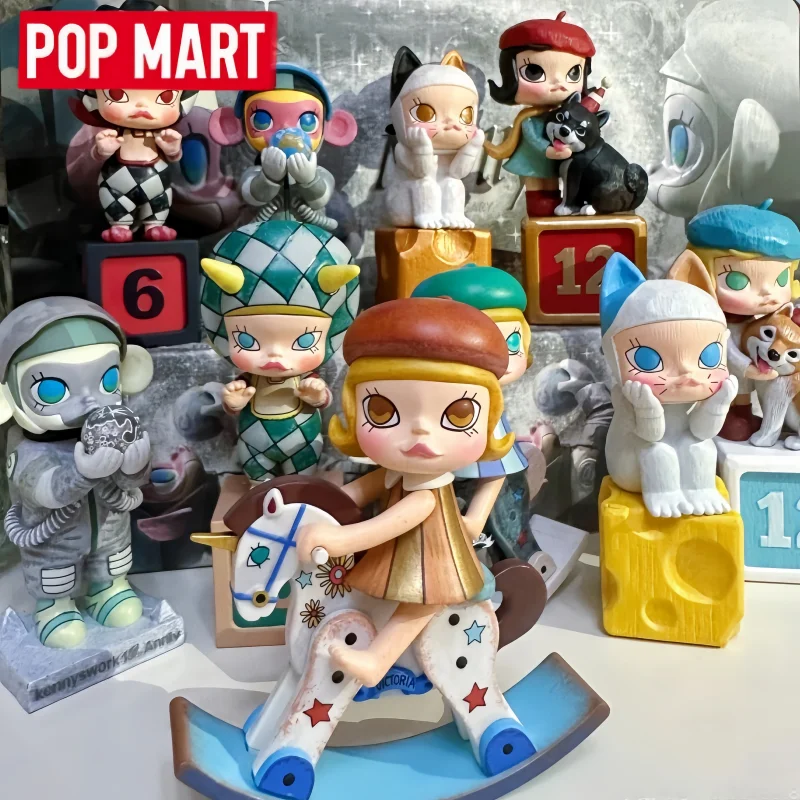 

Hot POP MART Molly Anniversary Statues Classical Retro Series Anime Action Figure Guess Bag Ornament Figurines Desktop Doll Gift