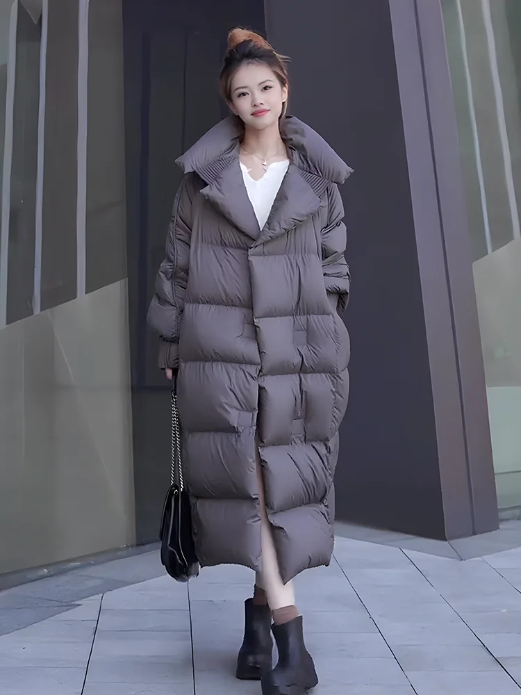 

Новая модная универсальная утепленная женская куртка-пуховик с большим воротником, белая, для повседневной носки, тренд 2024 года