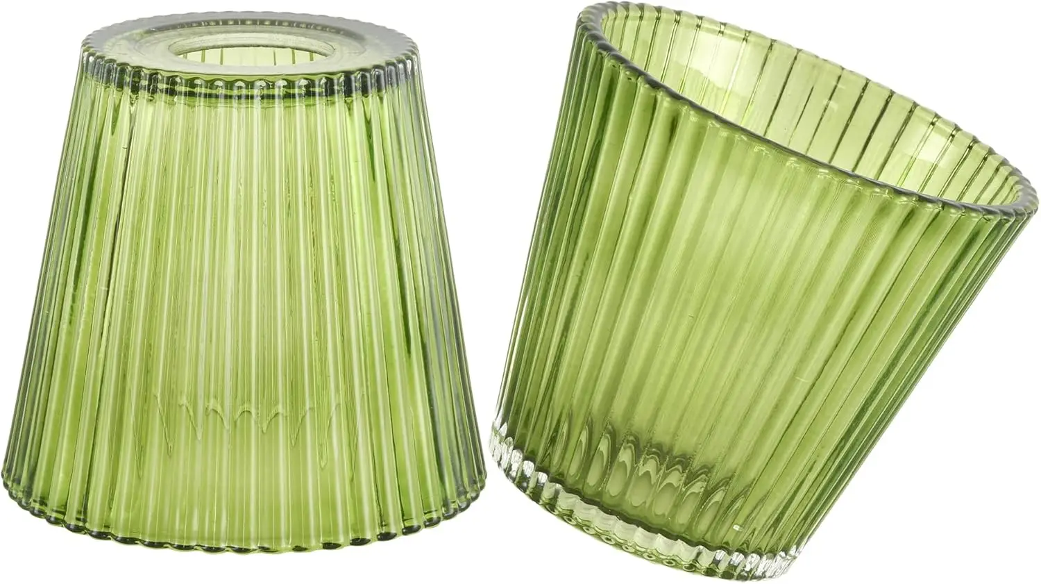 

Small Glass Green Stripe Lamp Shades Set of 2 Art Blown Mini Lampshades,1.3lb,3.35" Top x 4.92" Diameter x 4.72" Height,