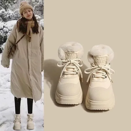 남성용 미끄럼 방지 스니커즈, 겨울 스노우 부츠, 두꺼운 모피, 코튼 앵클 부츠, 두꺼운 야외 육군 하이킹, 따뜻한 워킹화 