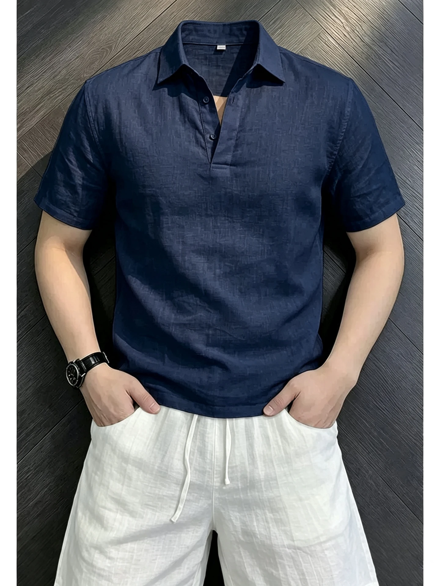 화이트 린넨 반팔 셔츠 세트 남성 여름 얇은 통기성 속 - Linen Shirt Breathable 리뷰 및 가격