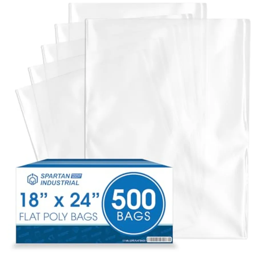

18 X 24 Open-End Flat Poly Bags 500 Count 1.1 Mil Clear Plastic Packaging Bags for Shipping Storage Organization No Adhesive St
