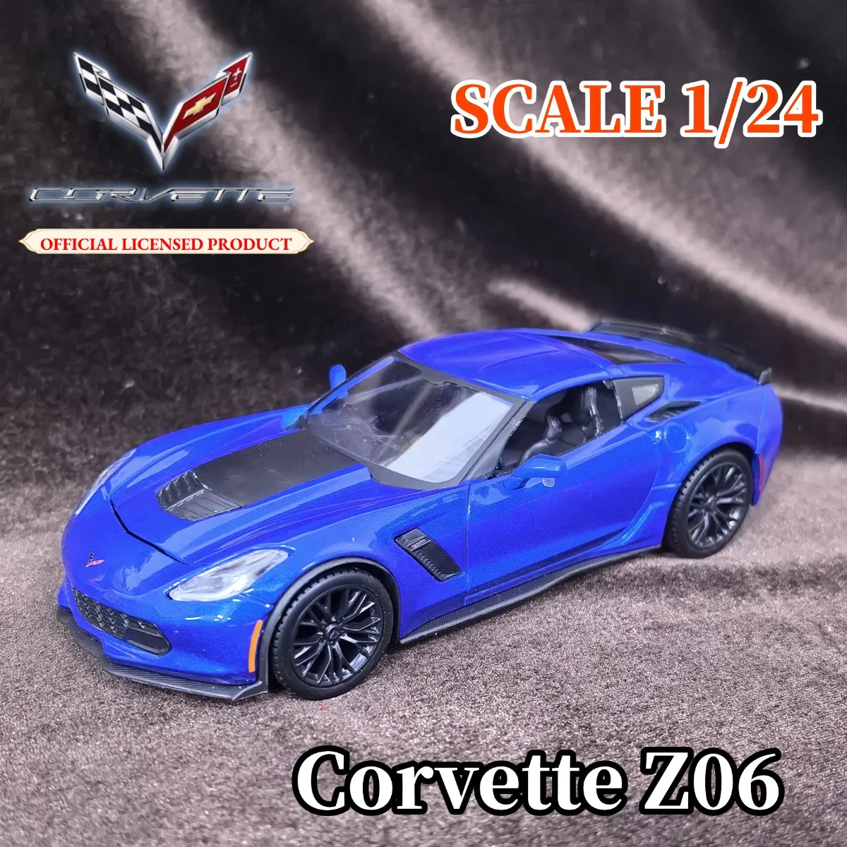 Modèle de voiture Corvette Z06 2015, échelle 1:24, réplique Miniature de véhicule de luxe, jouet cadeau de noël pour enfant, 2015
