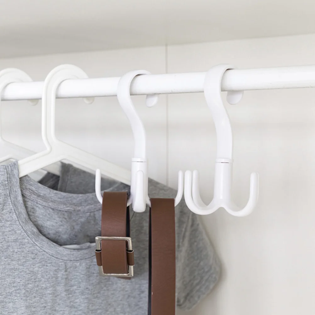 

3pcs 360 Degree Rotating 4 Hook Hanger Rack Closet Organizer For Scarves Ties Shoes Belts White Spinning Hooks