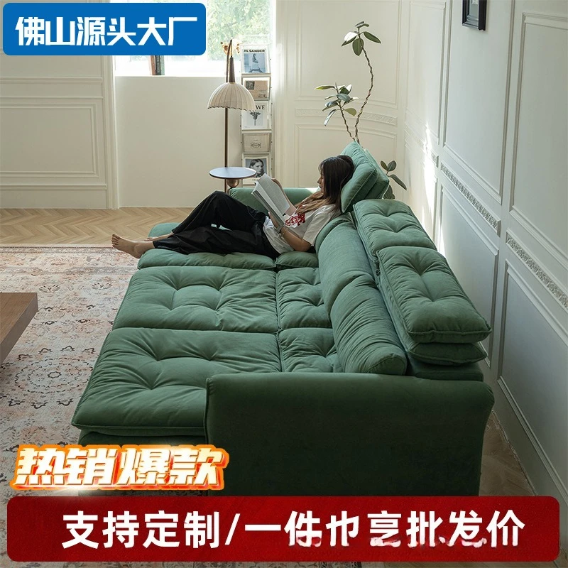 Italian minimalist electric sofa living room high backrest large sitting deep head resting telescopic function chenille retro gr