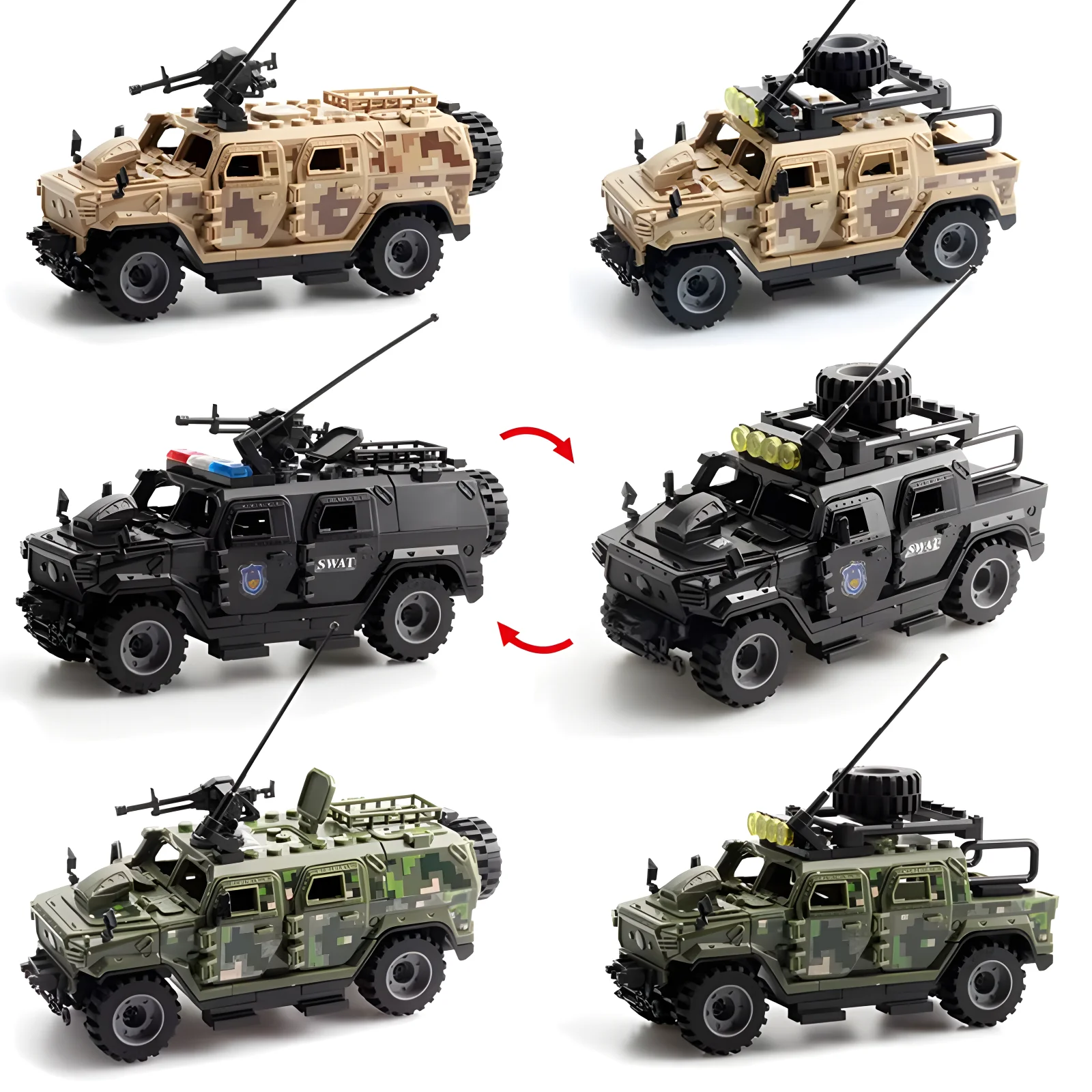 Modern leger militair wapen stad SWAT Commando Special Force soldaat figuren politie gepantserd off-road voertuig bouwstenen speelgoed