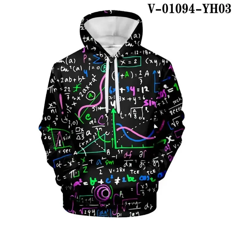 3D Print Science Formula Hoodies For Men Funny Math Logistics Chemistry Graphic Pullover Sweatshirt Streetwear Casual Men Hoodie