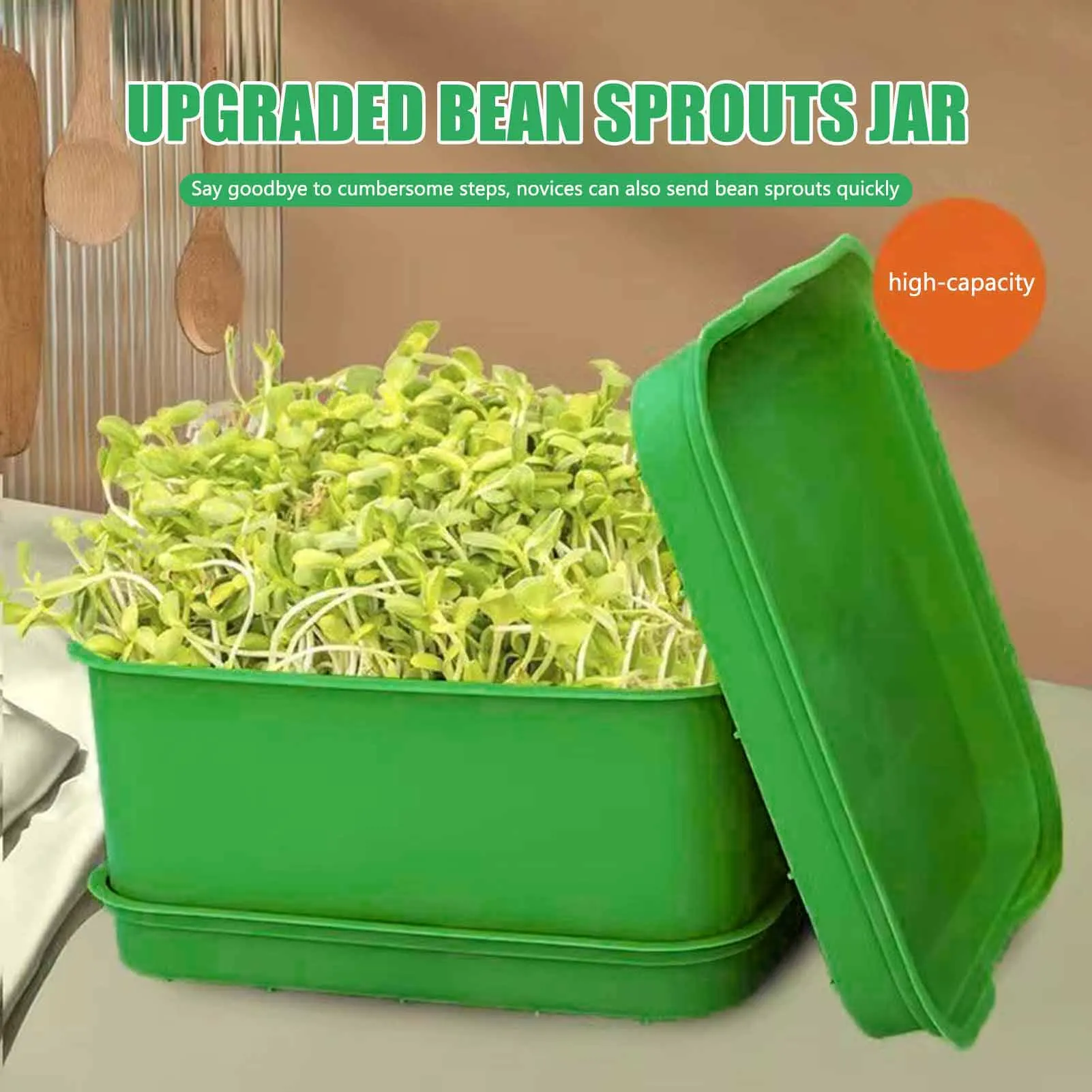 Sprouting Jar Bean Sprouts Container For Mung Bean Soybean Sprout Maker With Lid Tray Growing Kit For Kitchen Garden Planting