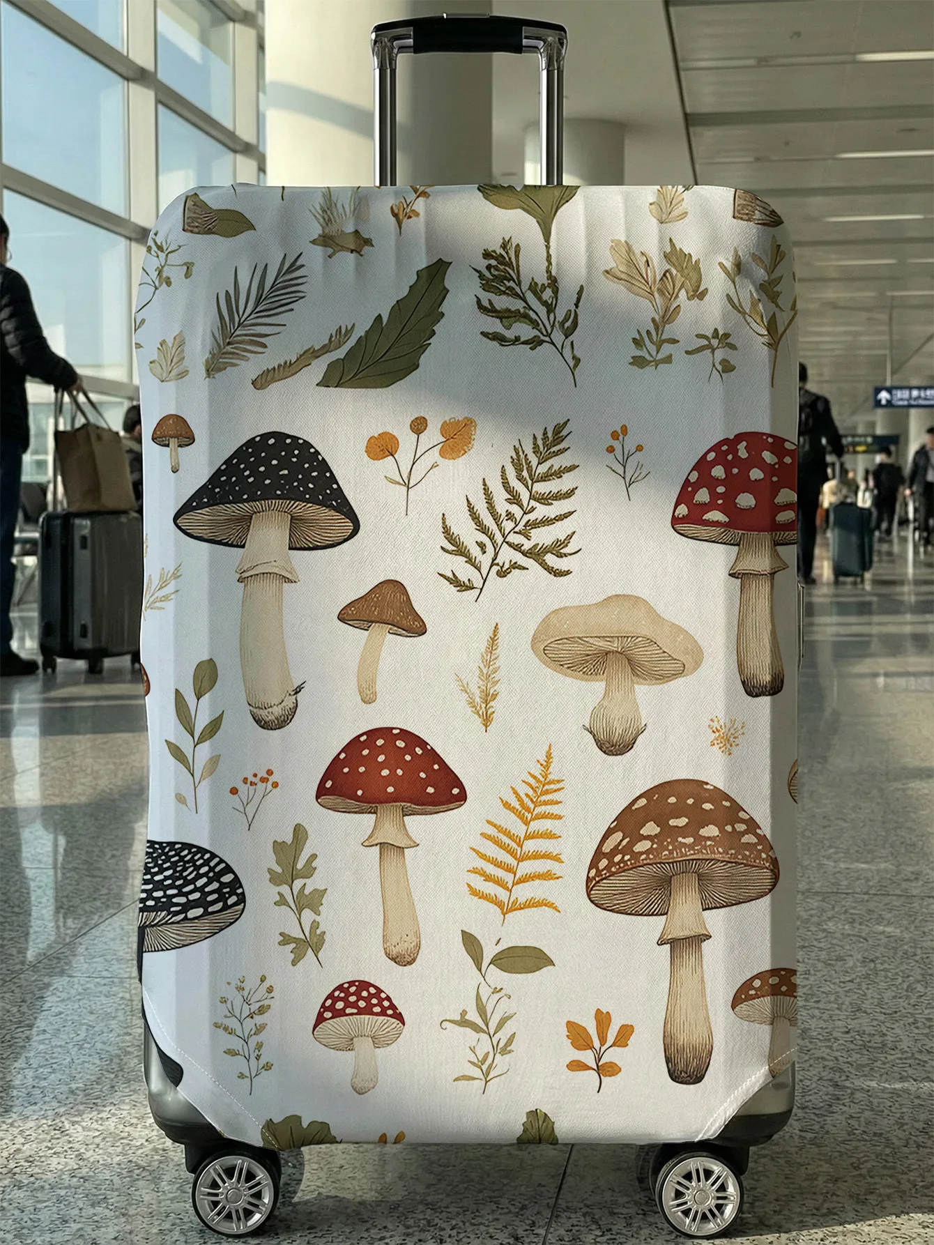 Vintage Mushroom Plant Luggage Cover, Suitable for 18-32 Inch Luggage Cover, Luggage Handle Glove, Travel Accessories