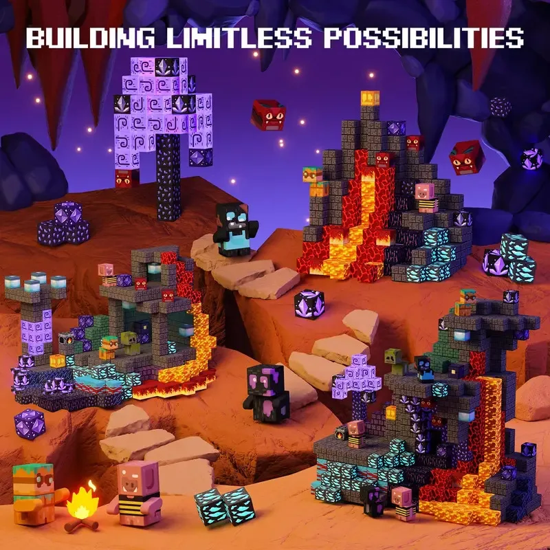 Blocos de construção magnéticos brinquedos para crianças, brinquedos de construção encantados conjuntos de construtor de educação STEM para presentes infantis