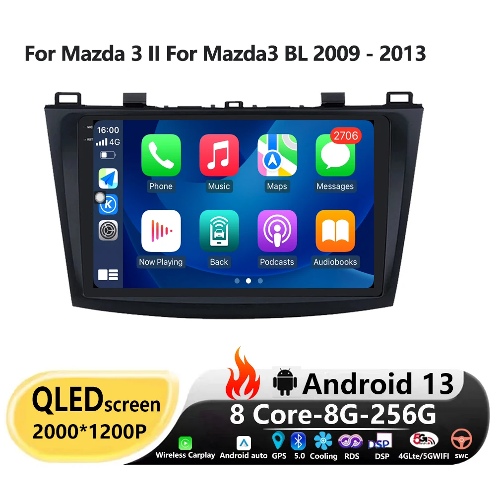 

Android 13 For Mazda 3 II For Mazda3 BL 2009 - 2013 Multimedia Video Player Stereo GPS Navigation Car Radio No 2din 2 din Navi