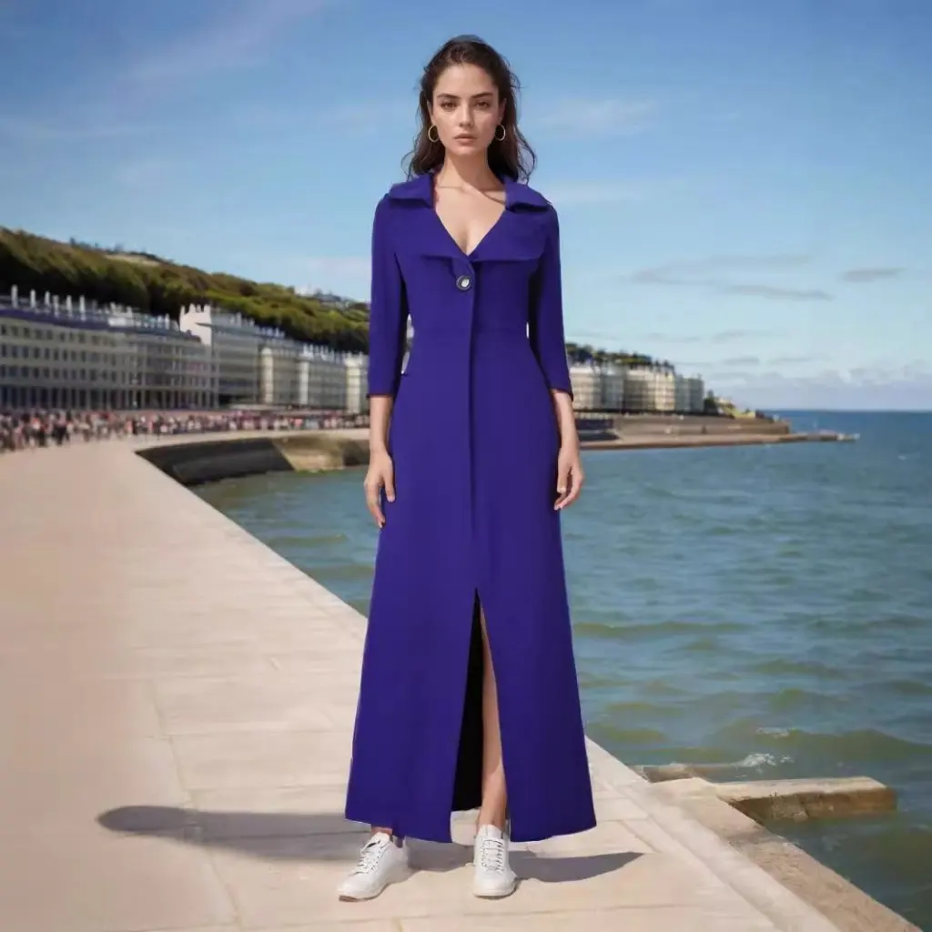 

Women's Turtleneck Woolen Outwear Extra Long Elegant Windbreaker European And American Style Autumn Winter New Fashion