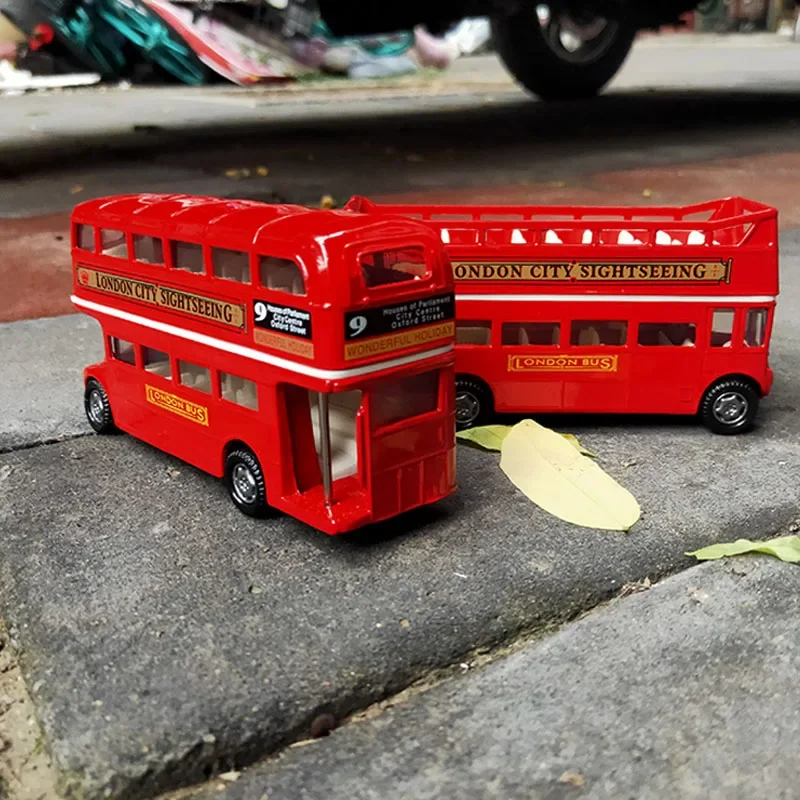 Electric London Double Deck Travel Traffic Bus Alloy Car Model Diecasts Simulation Metal Toy Passenger Car Bus Model Kids Gifts