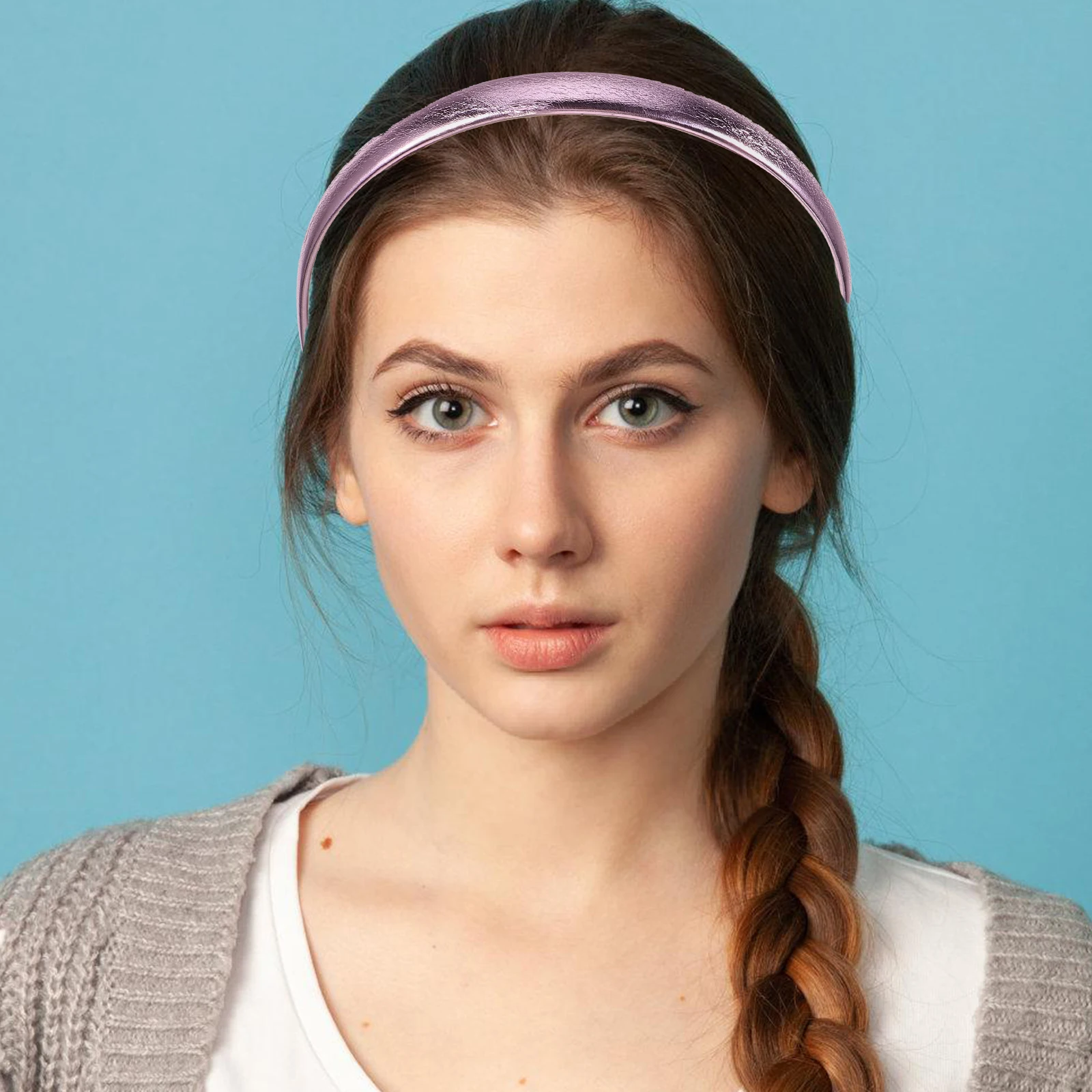 

4pcs Headbands for Women Colorful Shiny Patent Hair Accessories Silver Purple Black Vintage Stylish Daily