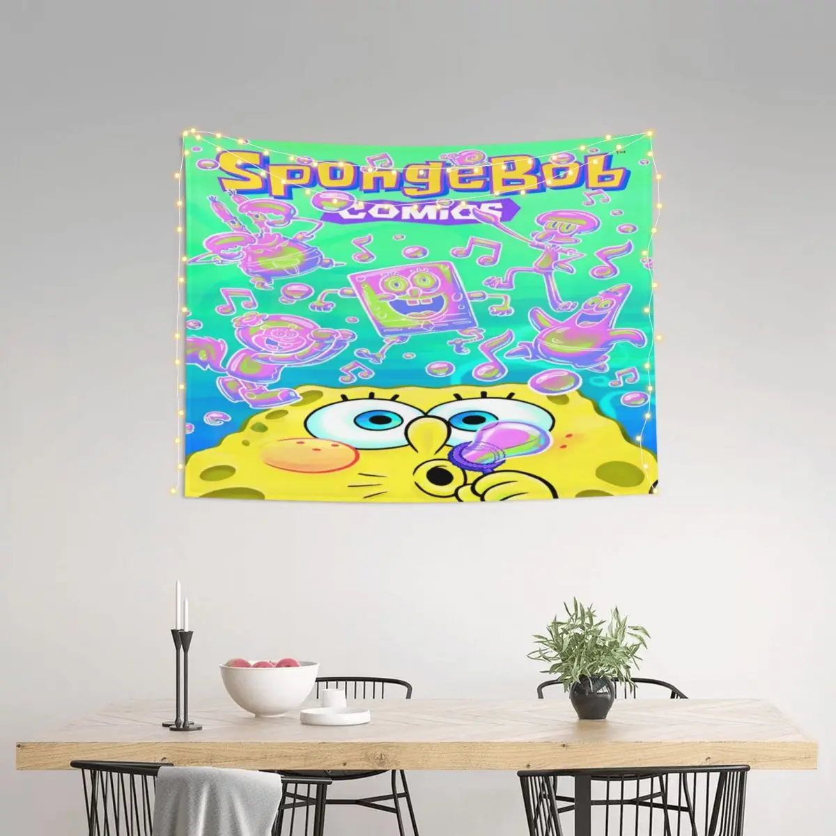 SpongeBobed Comic Cartoon Anime Tapestry for Bedroom Aesthetic Tapestries Wall Hanging Decor for Room