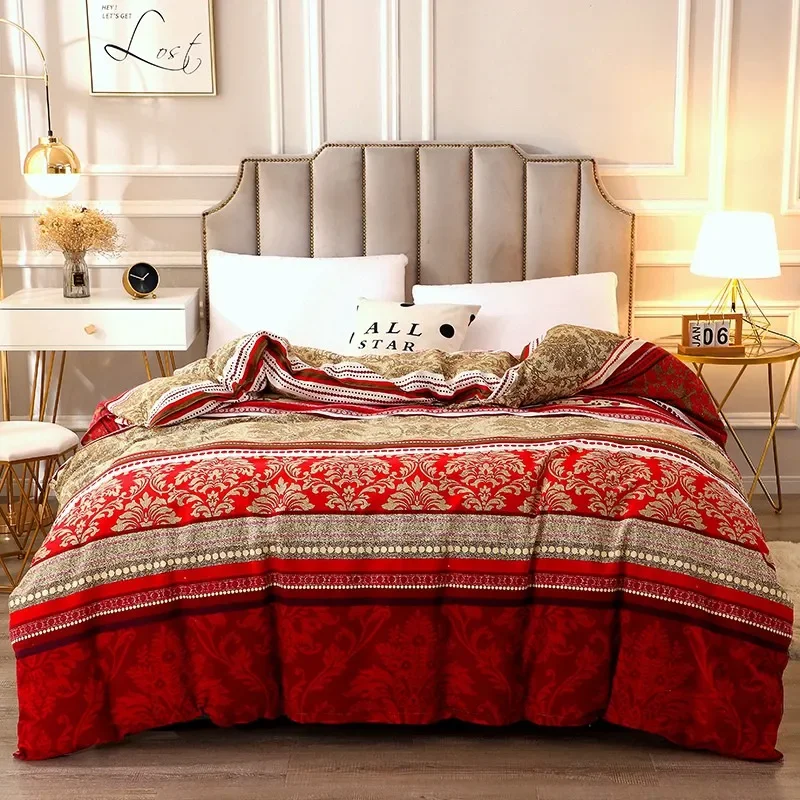 

Colorful Retro Striped Print Cotton Duvet Cover Luxury Skin-friendly Thickened Comforter Cover Vintage Style Queen Size Bedding