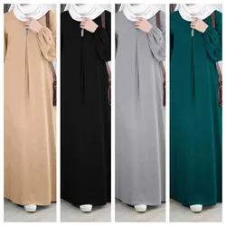 イスラム教徒の女性のためのアバヤ長袖ドレス,中東スタイル,ドバイ,イスラム教徒のファッション,スパンコール,カジュアル,無地,マキシドレス