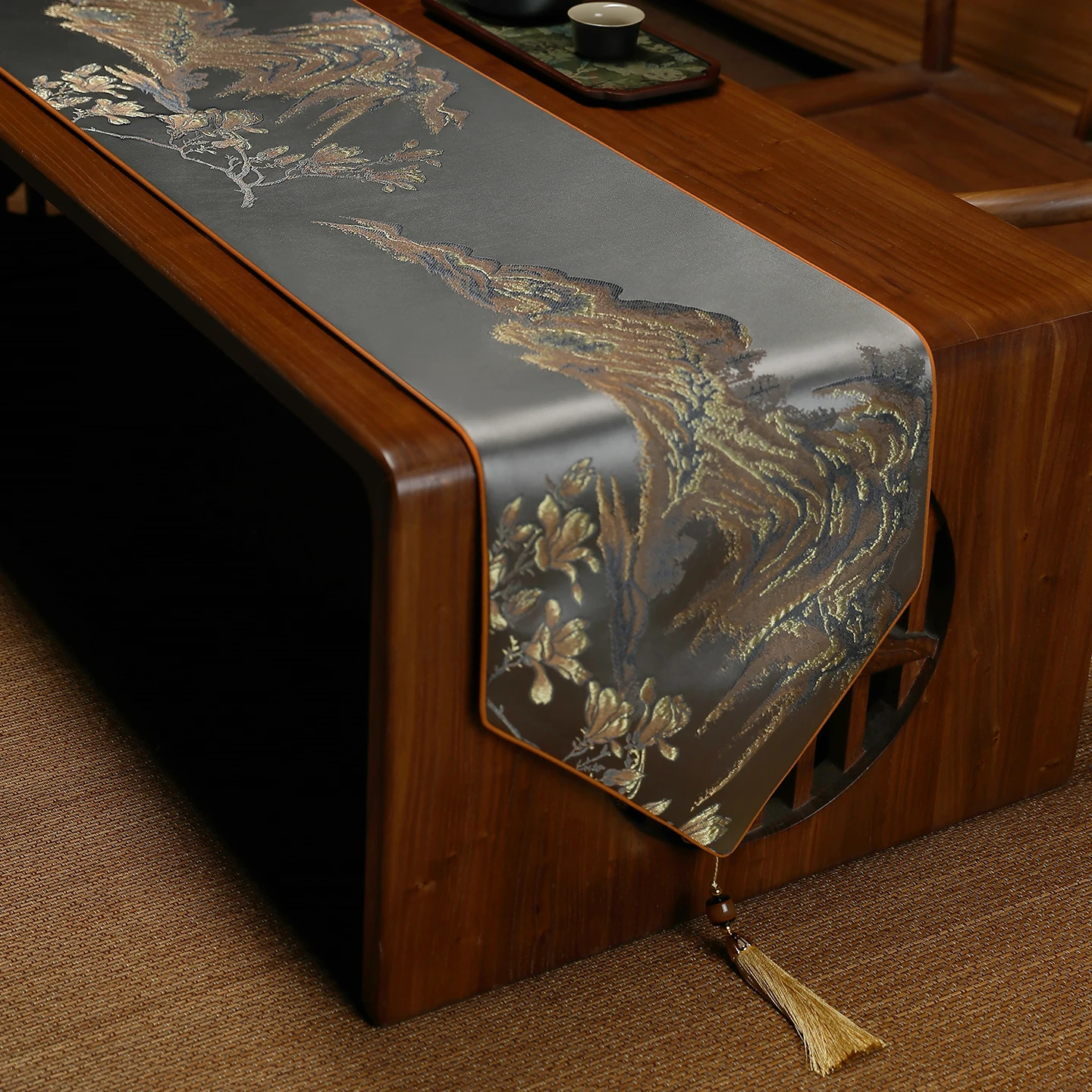 New Chinese-style Luxury Tea Table Cover Zen-inspired Waterproof Tea Flag Coffee Table Runner Table Pad Fabric Table Decoration
