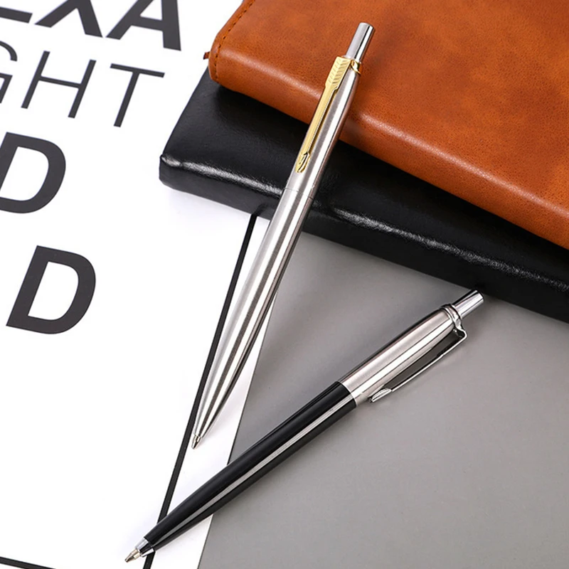 

Luxury qualitymetal Ballpoint Pen stainless steel color Press signature pen ball point pen Stationery Office Supplies new