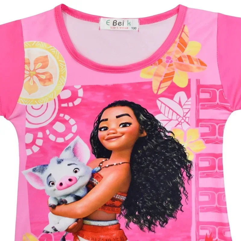 Summer Girl Dress Cartoon Moana for Girls Clothes Print Baby sleepwear Dress pajamas Spotted Pig Children Kids Vaiana Clothing