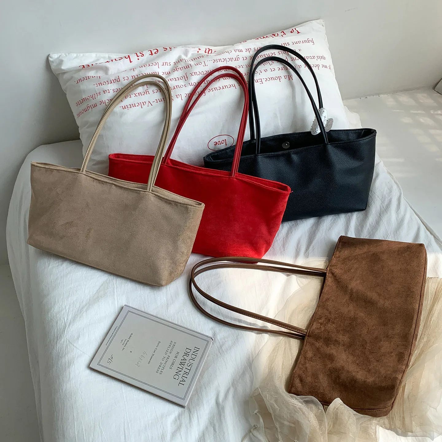 Autumn/Winter Retro Suede Tote Bag Autumn/Winter New Style Casual Fashion Commuter Simple Women's Large Capacity Shoulder Bags