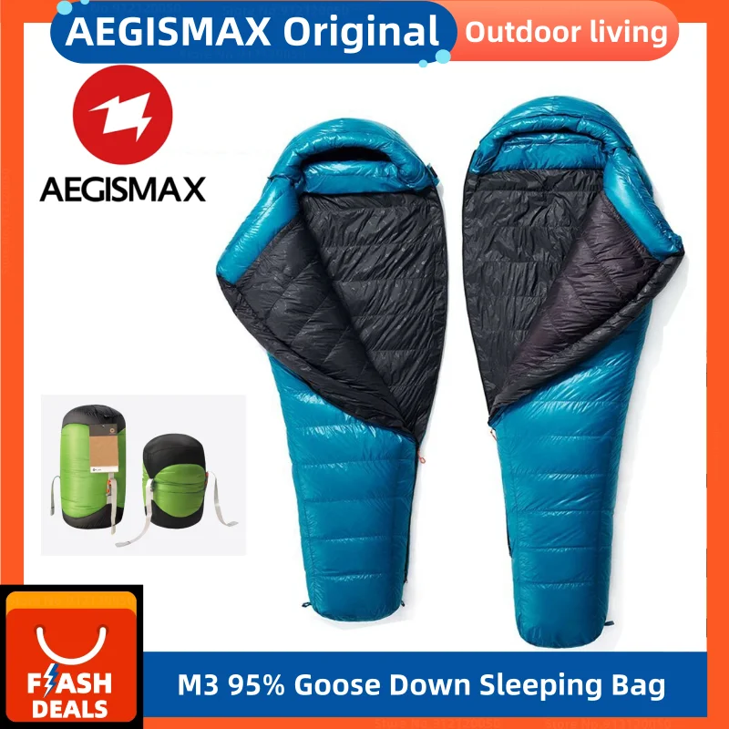 

AEGISMAX M3 95% Goose Down Sleeping Bag 800FP Ultralight Portable Outdoor Camping Hiking Sleeping Bag Lengthened Mummy Equipment