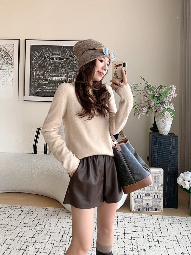 

Cheeseandkisses Women's Camere Sweater Autumn Winter f High Collar Wool Inner Swan Ne Four Colors Base irt Commute S...