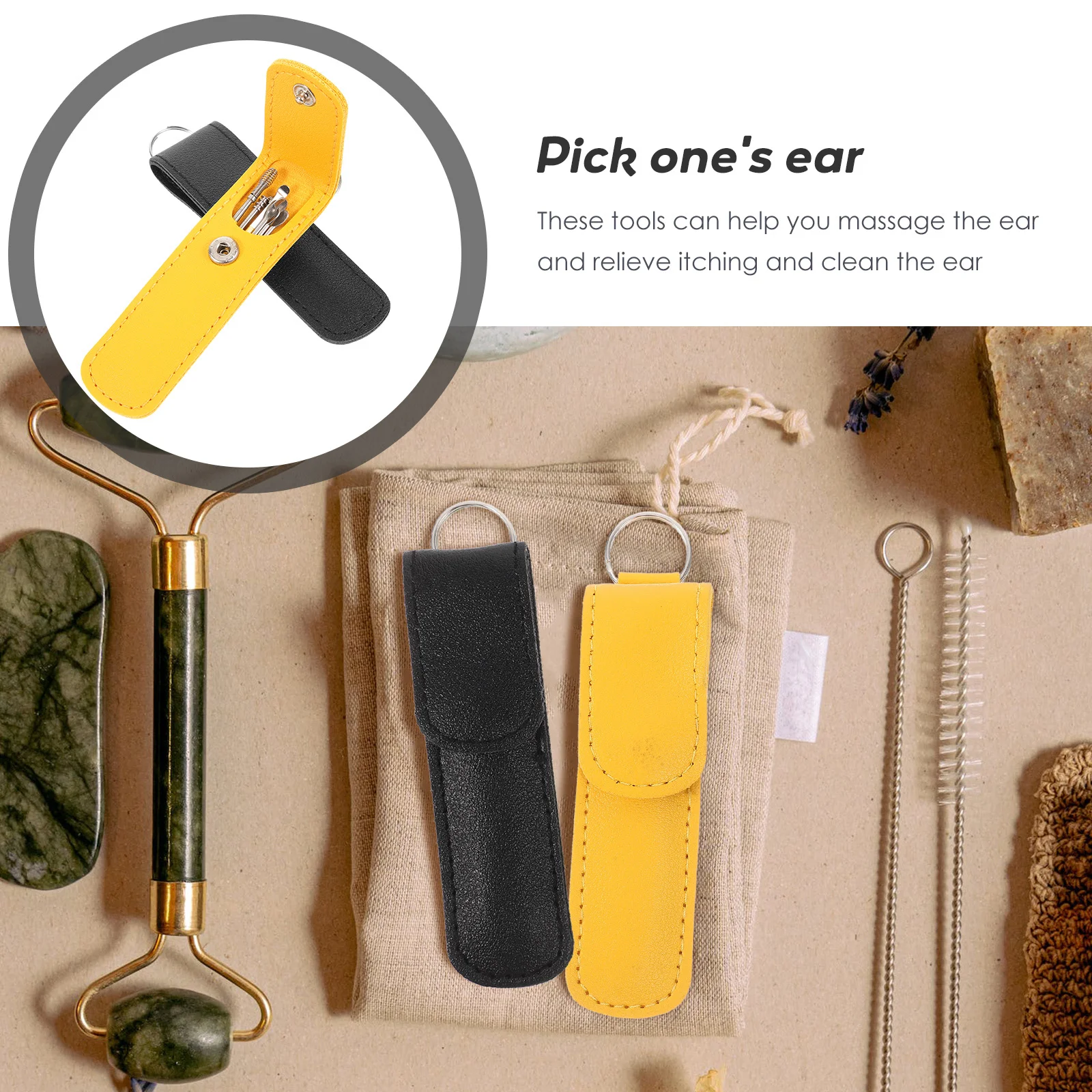 4 مجموعات المعادن الأذن المنتقى مجموعة مقاومة للاهتراء شمع الأذن أداة تنظيف المحمولة المنزل السفر الأذن تنظيف ملحق مريح شمع الأذن #5